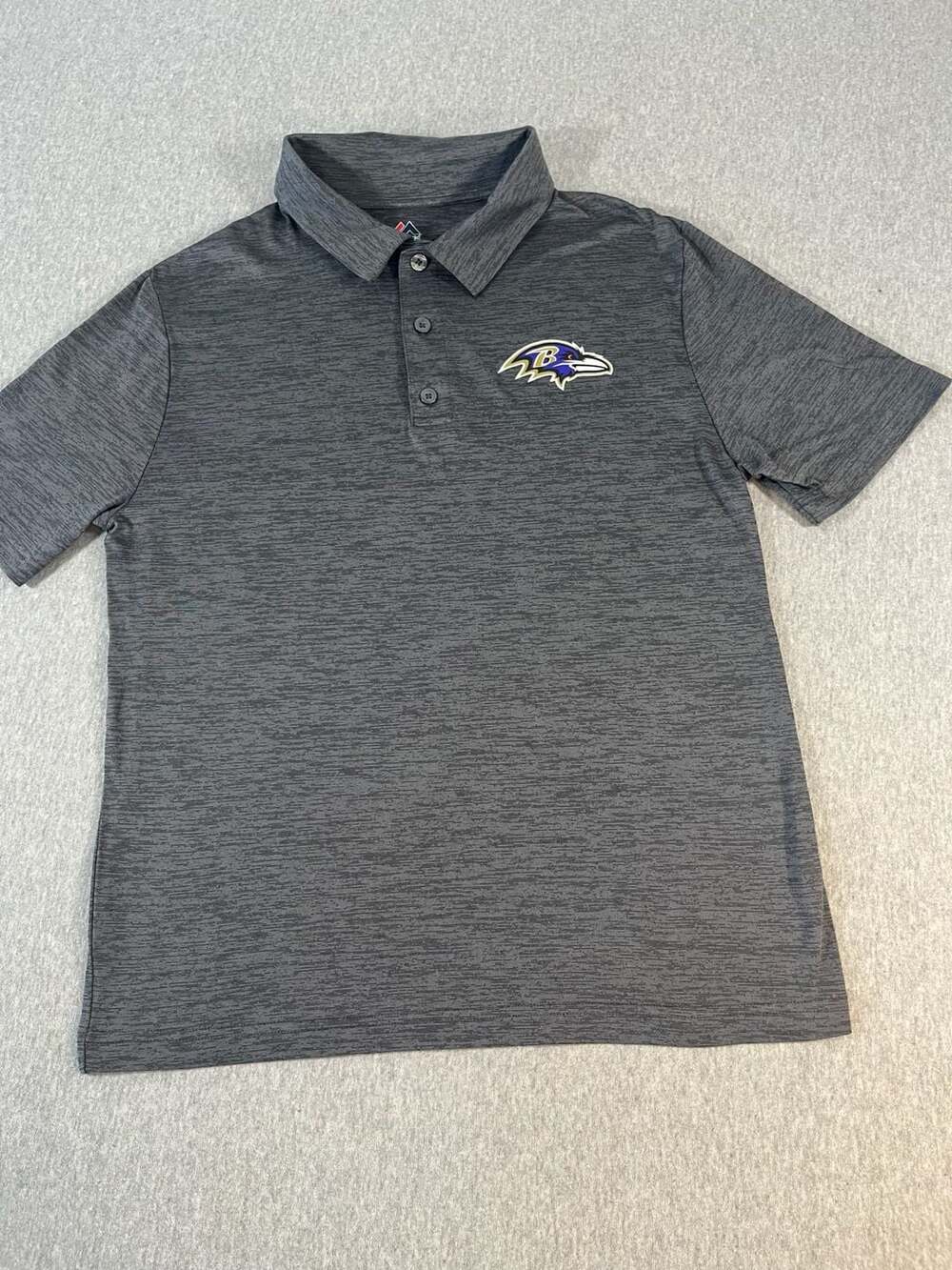 Majestic Baltimore Ravens Heather Gray Polo Shirt Men's M